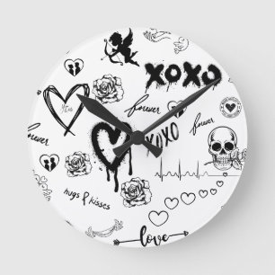 Horloge Ronde Motif sans couture gothique