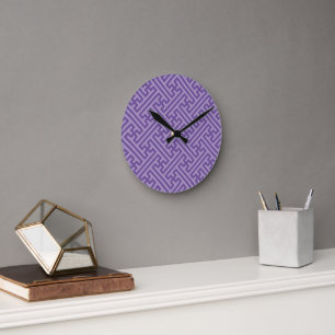 Horloge Ronde Motif Sayagata, Japonais, Violet et Rose