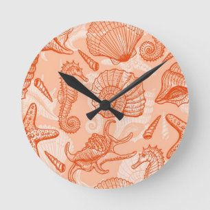 Horloge Ronde Motif tiré par la main de mer