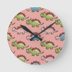 Horloge Ronde Motif transparent de dinosaure mignon
