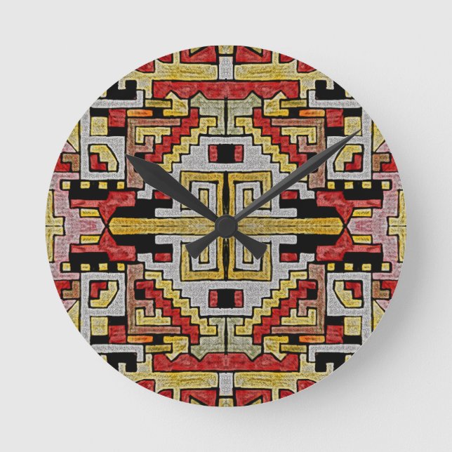 Horloge Ronde Motif tribal/géométrique ethnique (Recto)