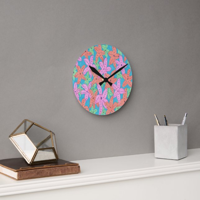 Horloge Ronde Motif Tropical Starfish (Bureau)