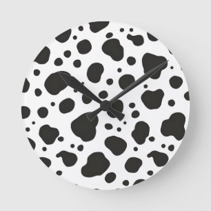 Horloge Ronde Motif Vache Noir Blanc