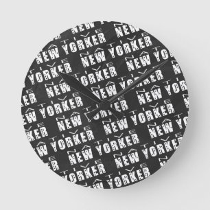 Horloge Ronde Motif véritable de New-Yorkais