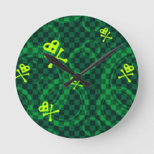 Horloge Ronde Motif vert d'Emo avec des cercles