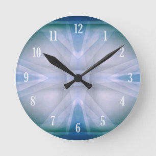Horloge Ronde motif vert et bleu Abstrait