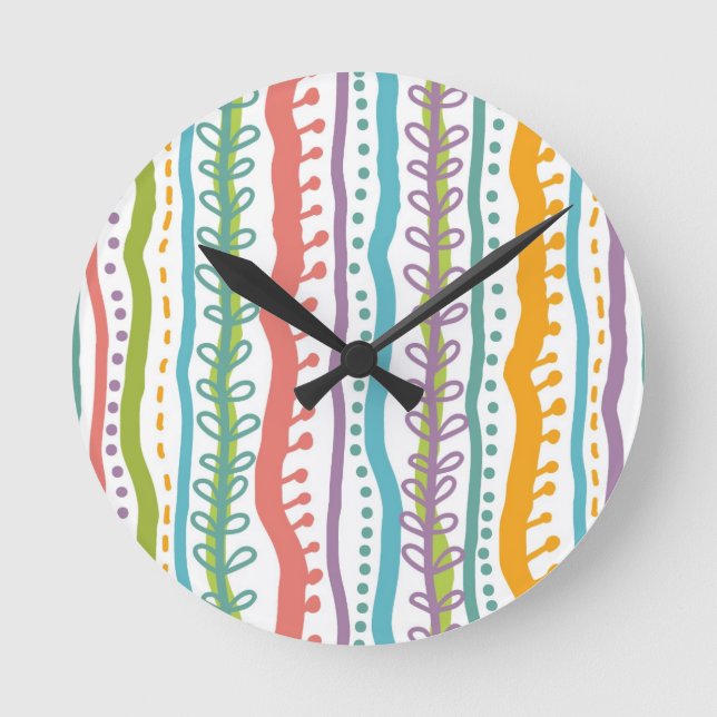 Horloge Ronde Motif vertical des bandes Abstraites (Recto)