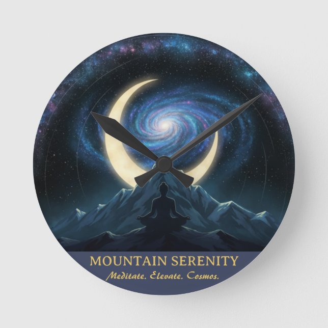Horloge Ronde Mountain Serenity Cosmic Meditation, Crescent Moon (Recto)