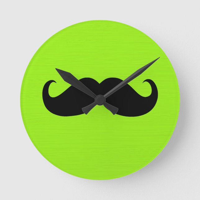 Horloge Ronde Moustache noire sur Arrière - plan vert (Recto)