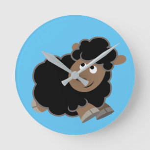 Horloge Ronde Mouton de dessin animé mignon et malicieux