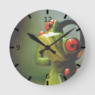 Horloge Ronde Mr. Frog with Headphones