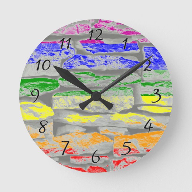 Horloge Ronde Mur en brique Gay pride / Arc-en-ciel (Recto)