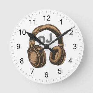 Horloge Ronde Musique DJ Casque blanc