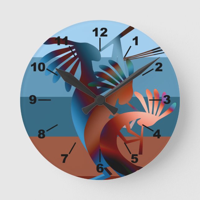 Horloge Ronde Musique Kokopelli Sud-Ouest 2 (Recto)