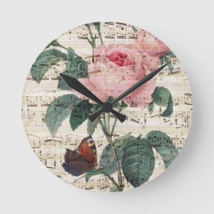 Horloge Ronde Musique rose