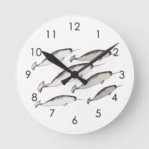 Horloge Ronde Narwhal - Narwhal Motif Baleine Lover Cadeau