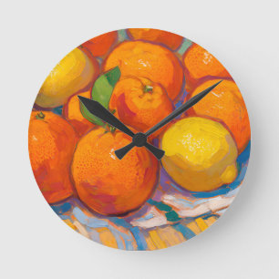 Horloge Ronde Nature morte Oranges Citrons