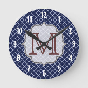 Horloge Ronde Navy Blue Quarterfoil