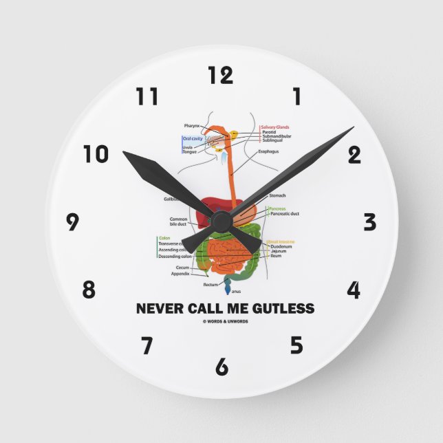 Horloge Ronde Ne jamais m'appeler Gutless Digestive Système Humo (Recto)