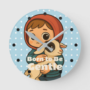 Horloge Ronde Né pour être doux avec des enfants Pois