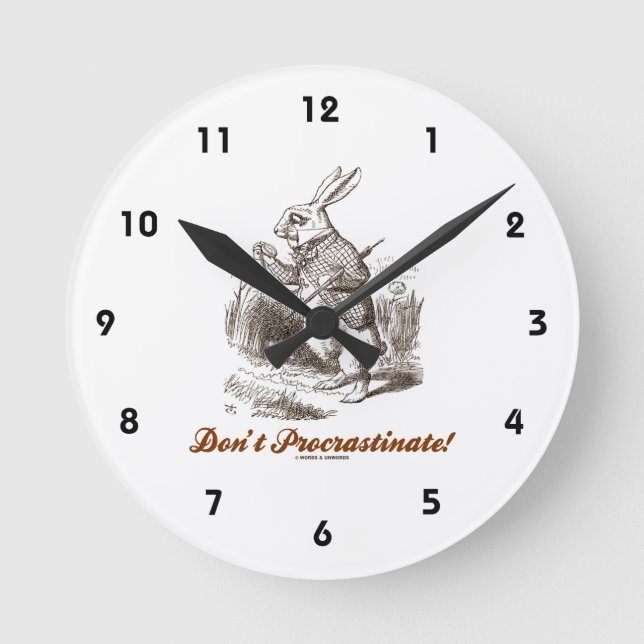 Horloge Ronde Ne procrastinez pas ! White Rabbit Watch Wonderlan (Recto)