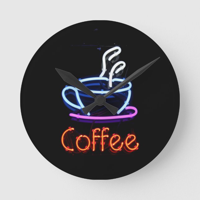 Horloge Ronde Neon Coffee Sign (Recto)