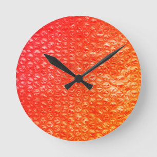 Horloge Ronde Neon Orange Bubble Pop Wrap