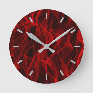 Horloge Ronde Neon Red Curvy Line Abstrait Motif