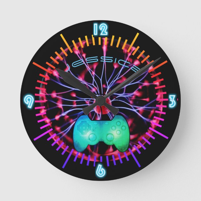 Horloge Ronde NEON Wall Clock Girl (Recto)