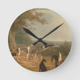 Horloge Ronde Neuf Gryhounds Dans Un Paysage Jacques Laurent