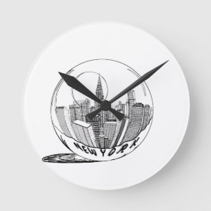 Horloge Ronde New York dans une boule de verre