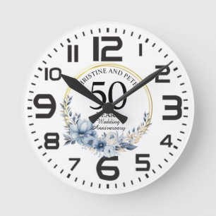 Horloge Ronde N'importe quel mariage (50) Élégant Anniversaire d