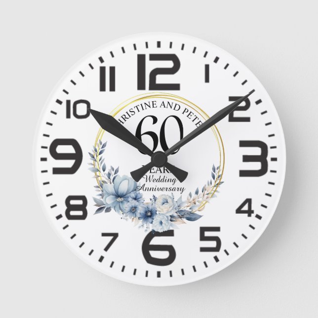 Horloge Ronde N'importe quel mariage (60) Élégant Anniversaire d (Recto)