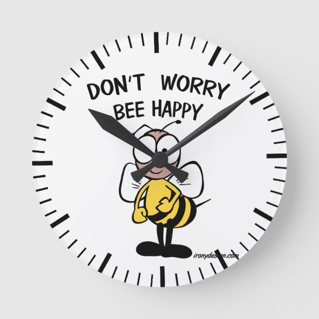 Horloge Ronde N'inquiétez pas l'abeille heureuse (Recto)