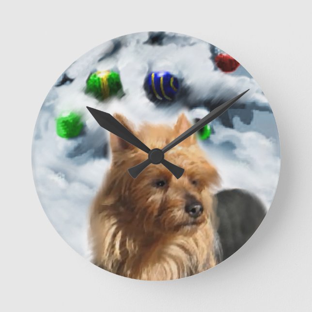 Horloge Ronde Noël australien Terrier (Recto)