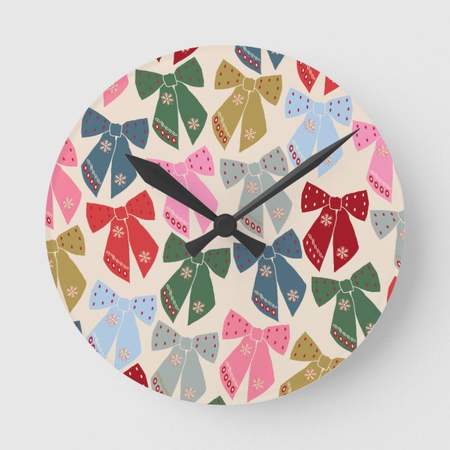 Horloge Ronde Noël Bows Coquette (Recto)