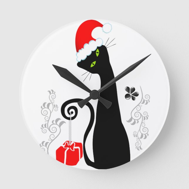 Horloge Ronde Noël moderne Kitty (Recto)