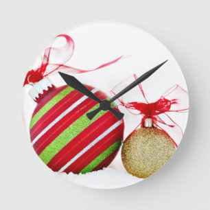 Horloge Ronde Noël ornemente des boules contemporaines