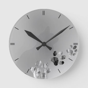 Horloge Ronde Noir et blanc de patte de chat