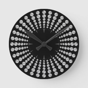 Horloge Ronde Noir et imprimé diamant