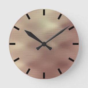 Horloge Ronde Noir métallique minimal de rayures d'en cuivre