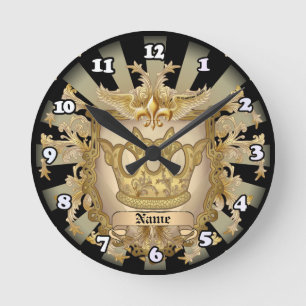 Horloge Ronde Nom de famille de la Couronne Shield