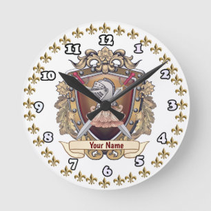 Horloge Ronde Nom de famille Knight Shield