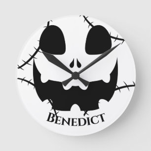 Horloge Ronde Nom de la face du citrouille de l'Halloween simple
