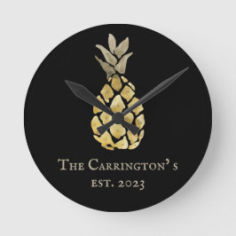 Horloge Ronde Nom de l'ananas Aquarelle