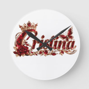 Horloge Ronde Nom de luxe Christina Ruby Crystal