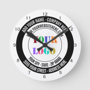 Horloge Ronde Nom du logo personnalisé Adresse Site Web Concepti