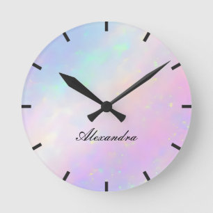 Horloge Ronde Nom du monogramme du script d'Iridescente personna