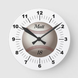 Horloge Ronde Nom et numéro d'équipe de baseball modifiables