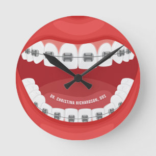 Horloge Ronde Nom personnalisé Bureau orthodontique Bracelets de
